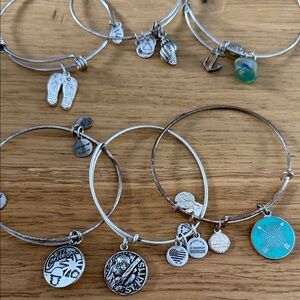 Beach themed Alex and Annie, bracelets shells, anchor, flops, charms,